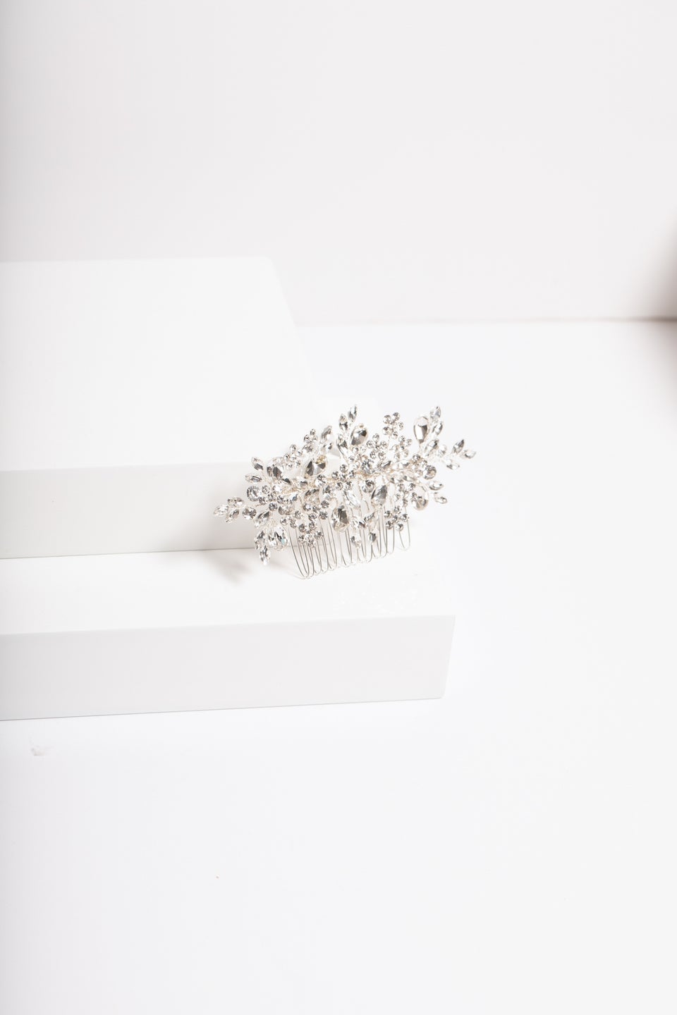 Jon Richard Silver Plated Crystal Floral Hair Comb