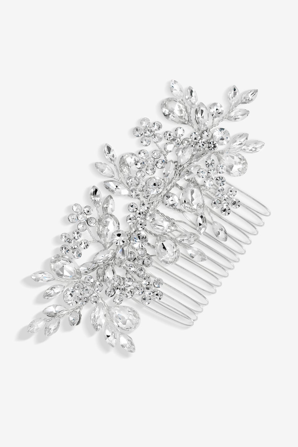 Jon Richard Silver Plated Crystal Floral Hair Comb
