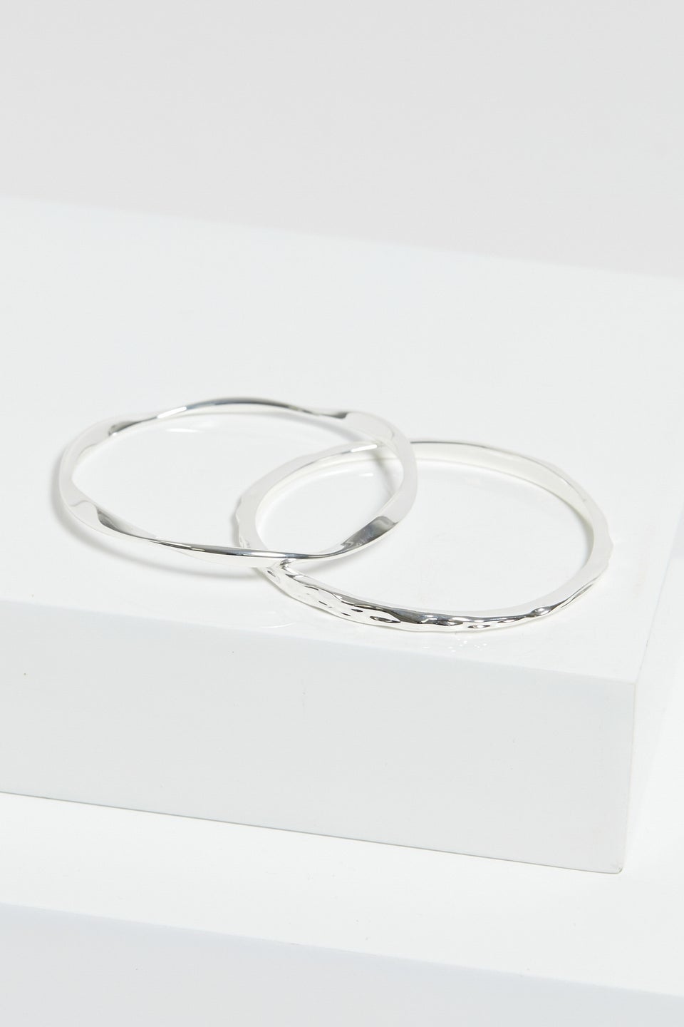 Jon Richard Silver Plated Polished Bangles Pack Of 2