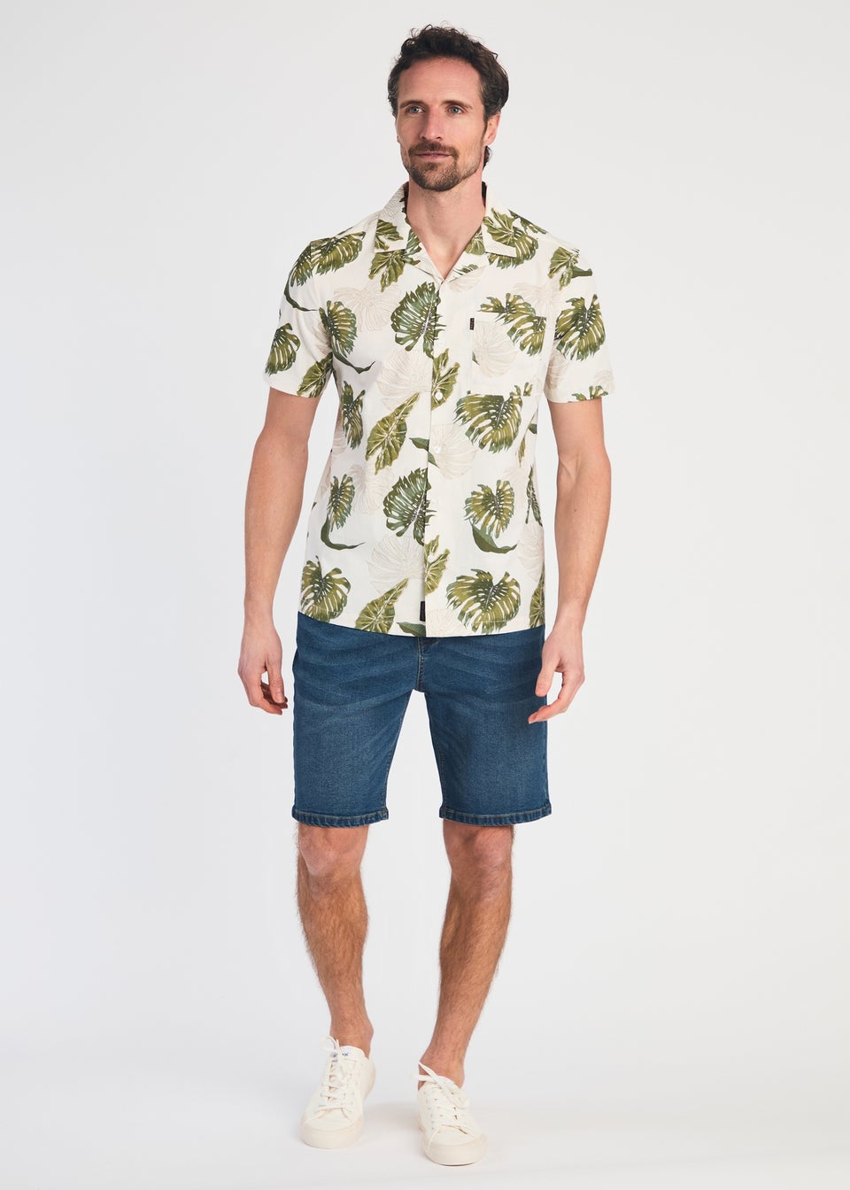 Tokyo Laundry Green Cotton Printed Poplin Short Sleeve Shirt