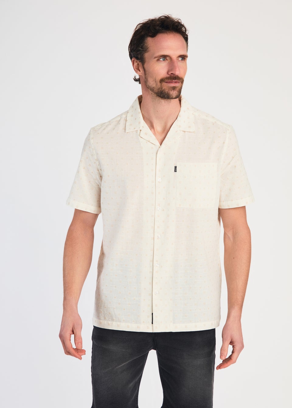 Tokyo Laundry White Cotton Printed Short Sleeve Shirt