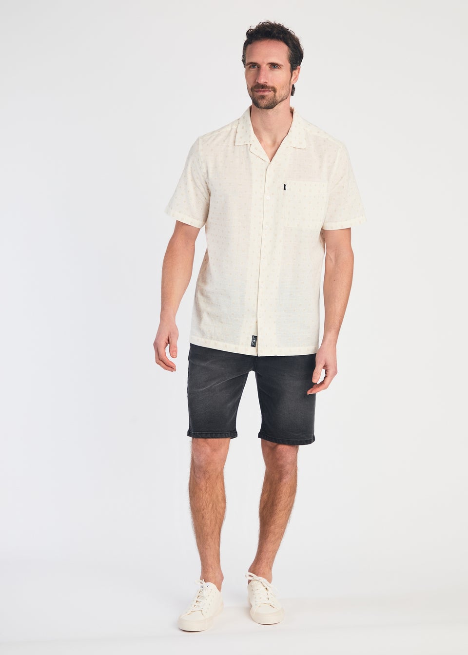 Tokyo Laundry White Cotton Printed Short Sleeve Shirt