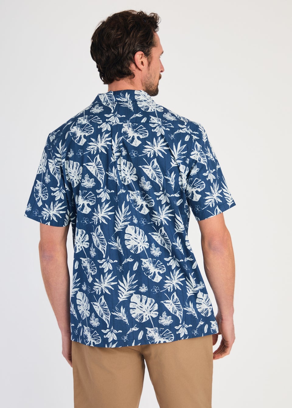 Tokyo Laundry Blue Cotton Printed Poplin Short Sleeve Shirt