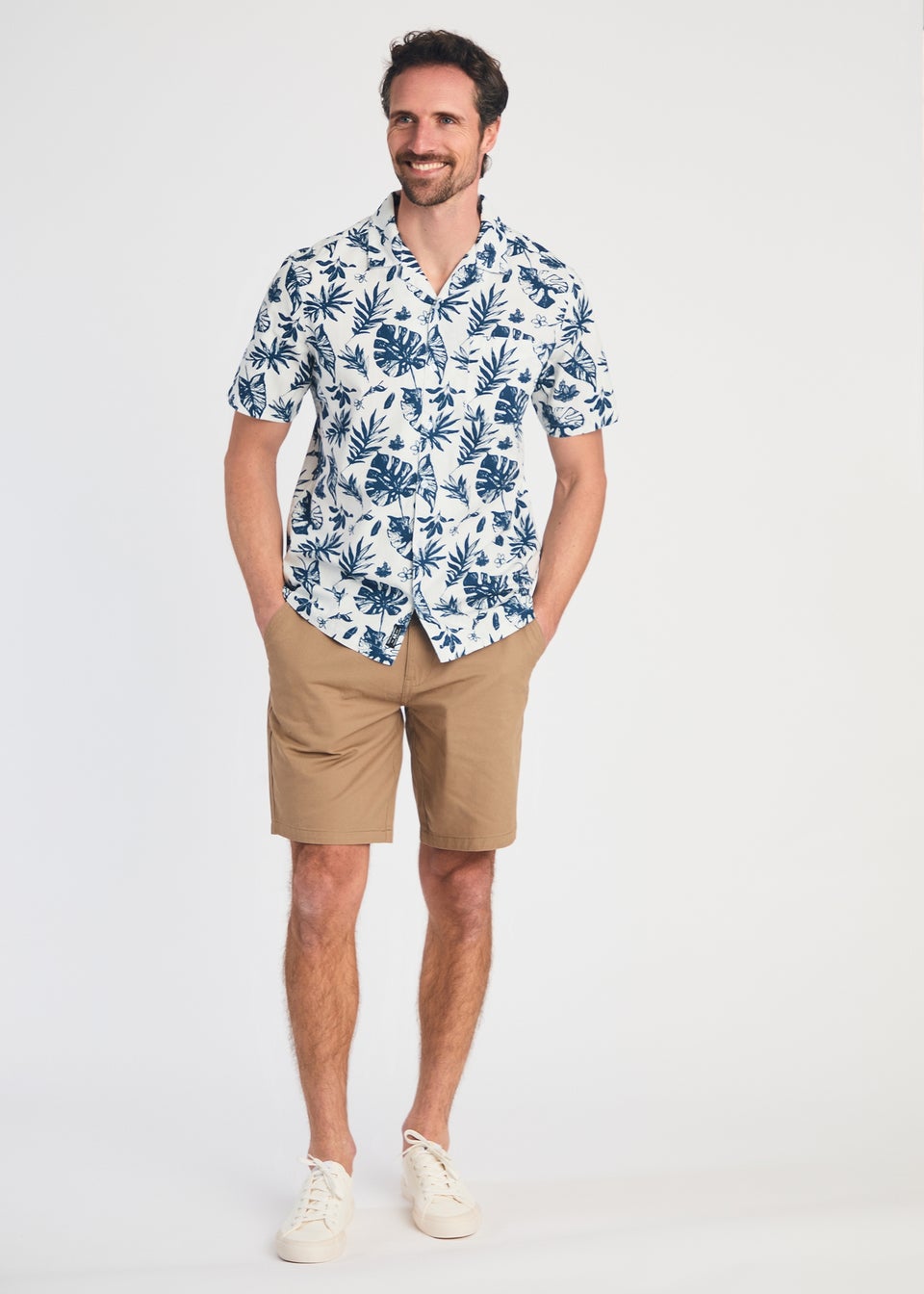 Tokyo Laundry White Cotton Printed Poplin Short Sleeve Shirt