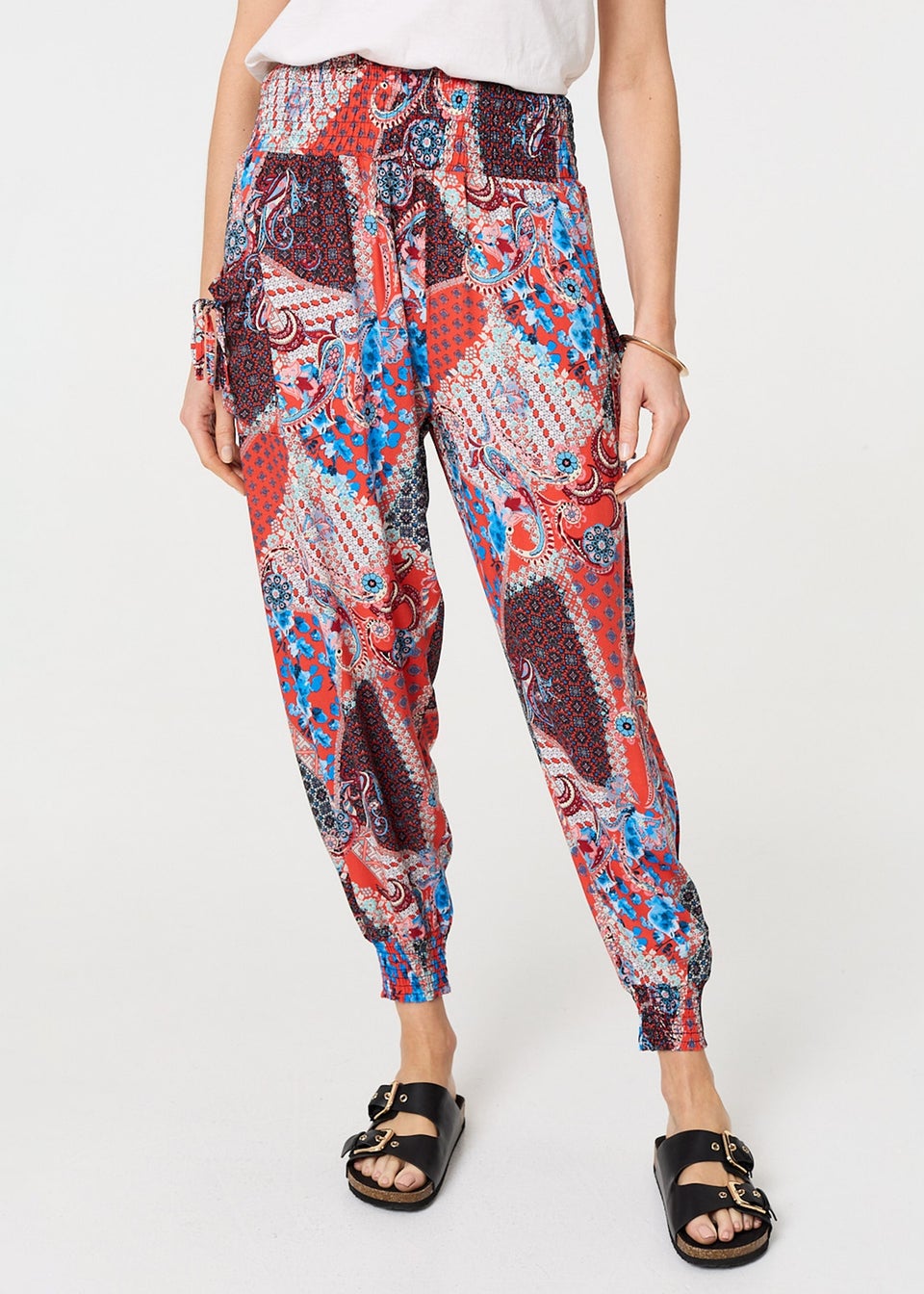 Izabel London Orange Paisley Print High Waist Harem Trousers