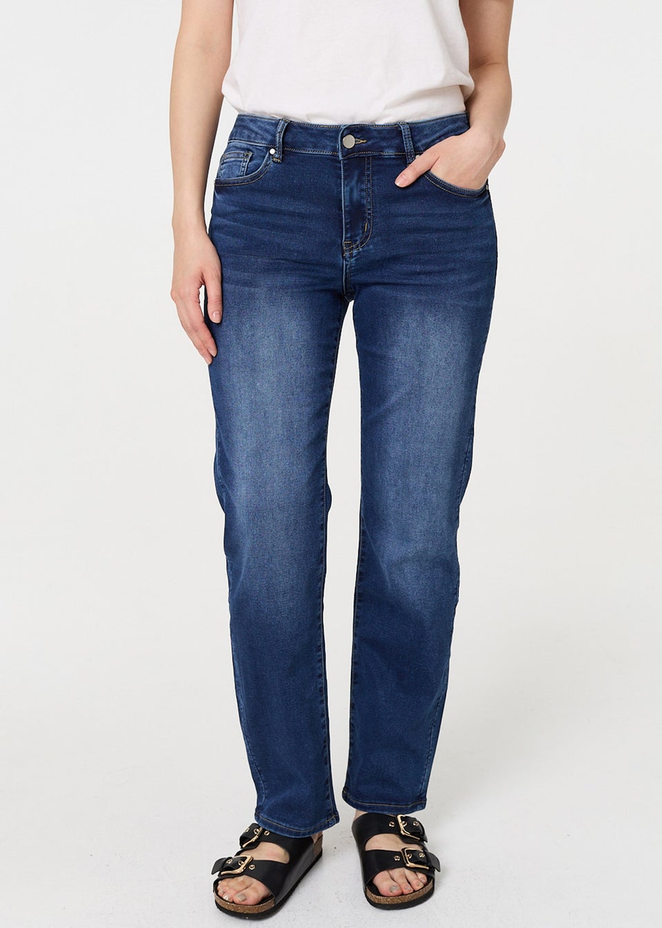 Izabel London Denim Denim Straight Fit High Waist Jeans