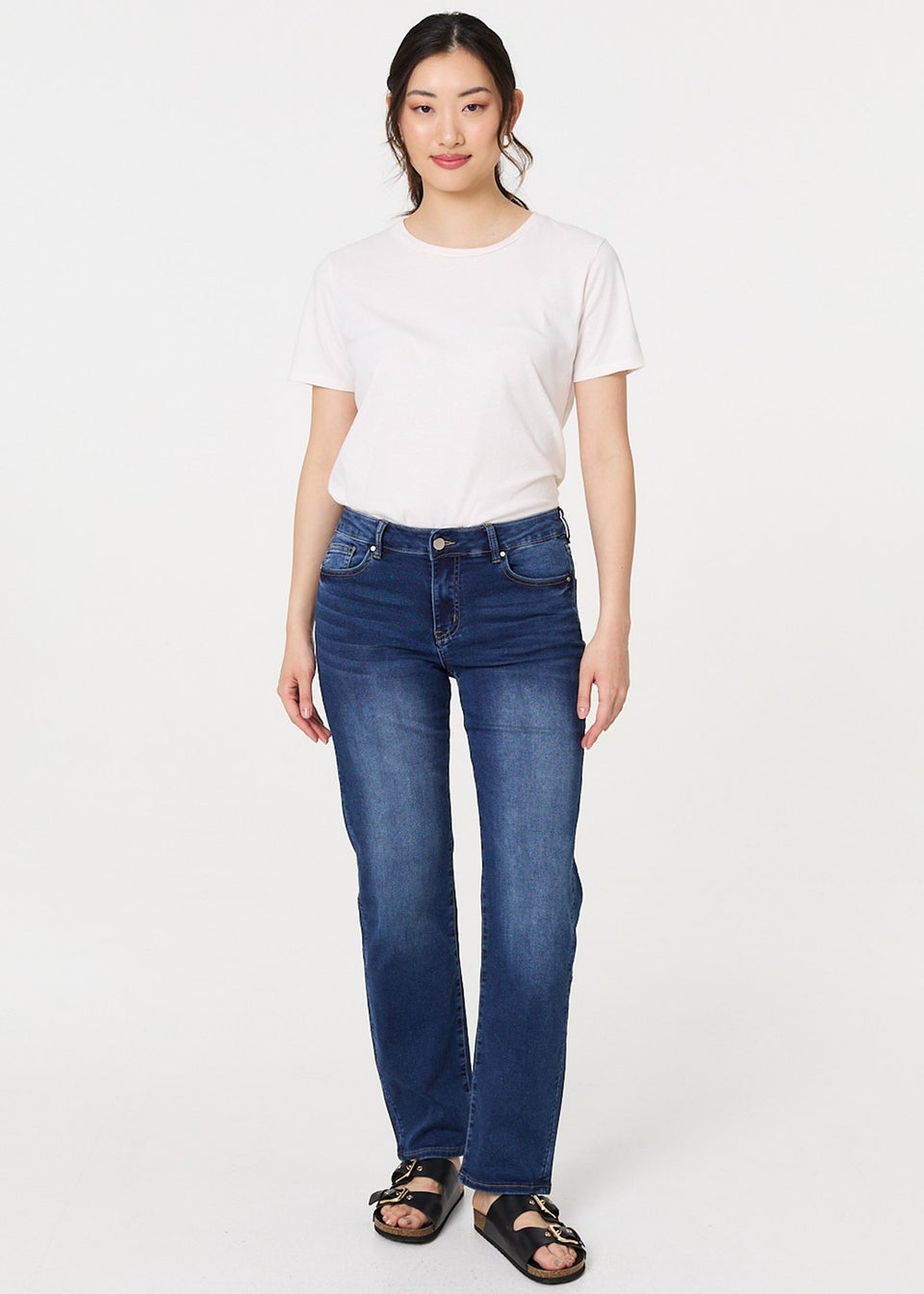 Izabel London Denim Denim Straight Fit High Waist Jeans