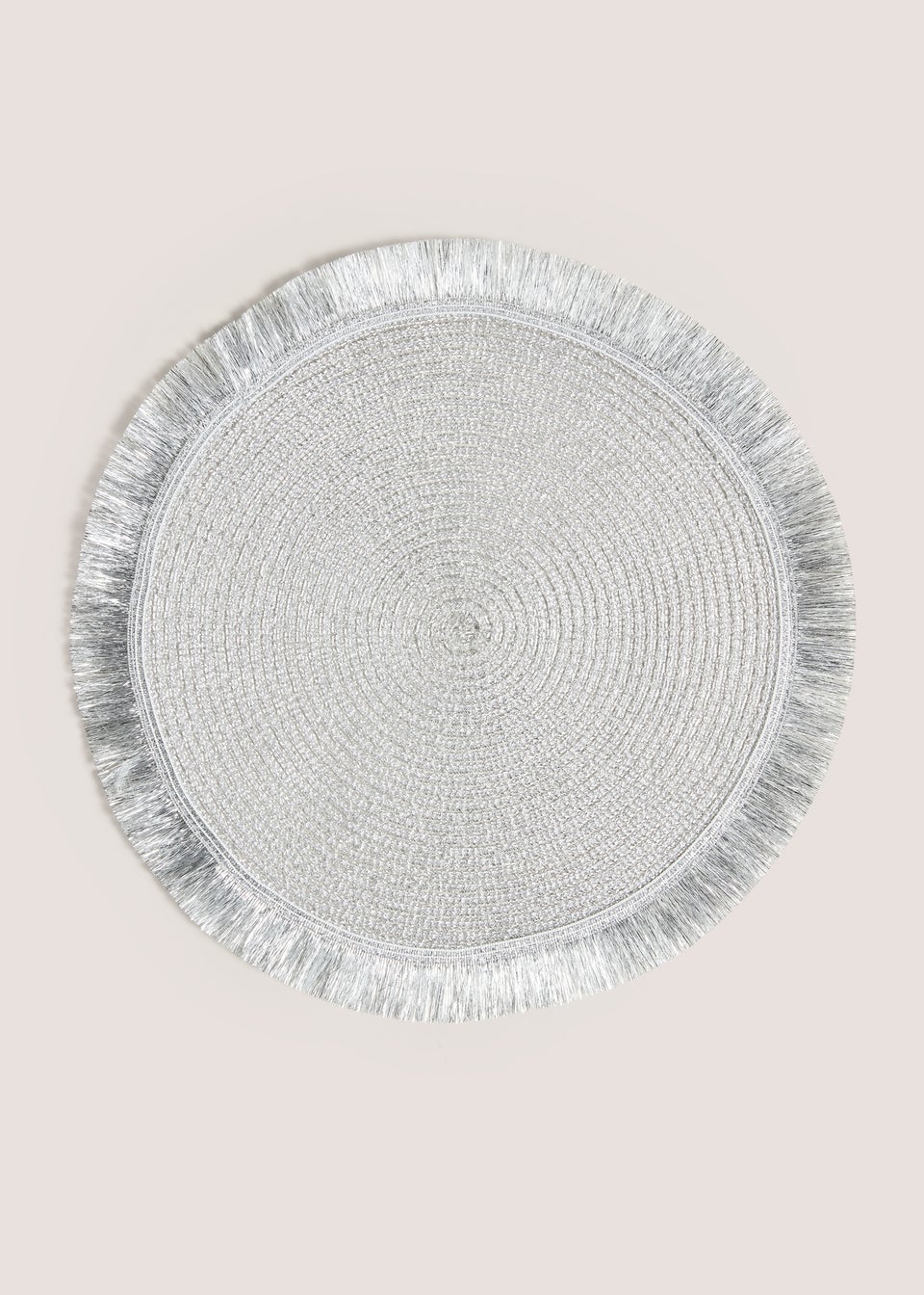 2 Pack Light Grey Celestial Fringed Placemats