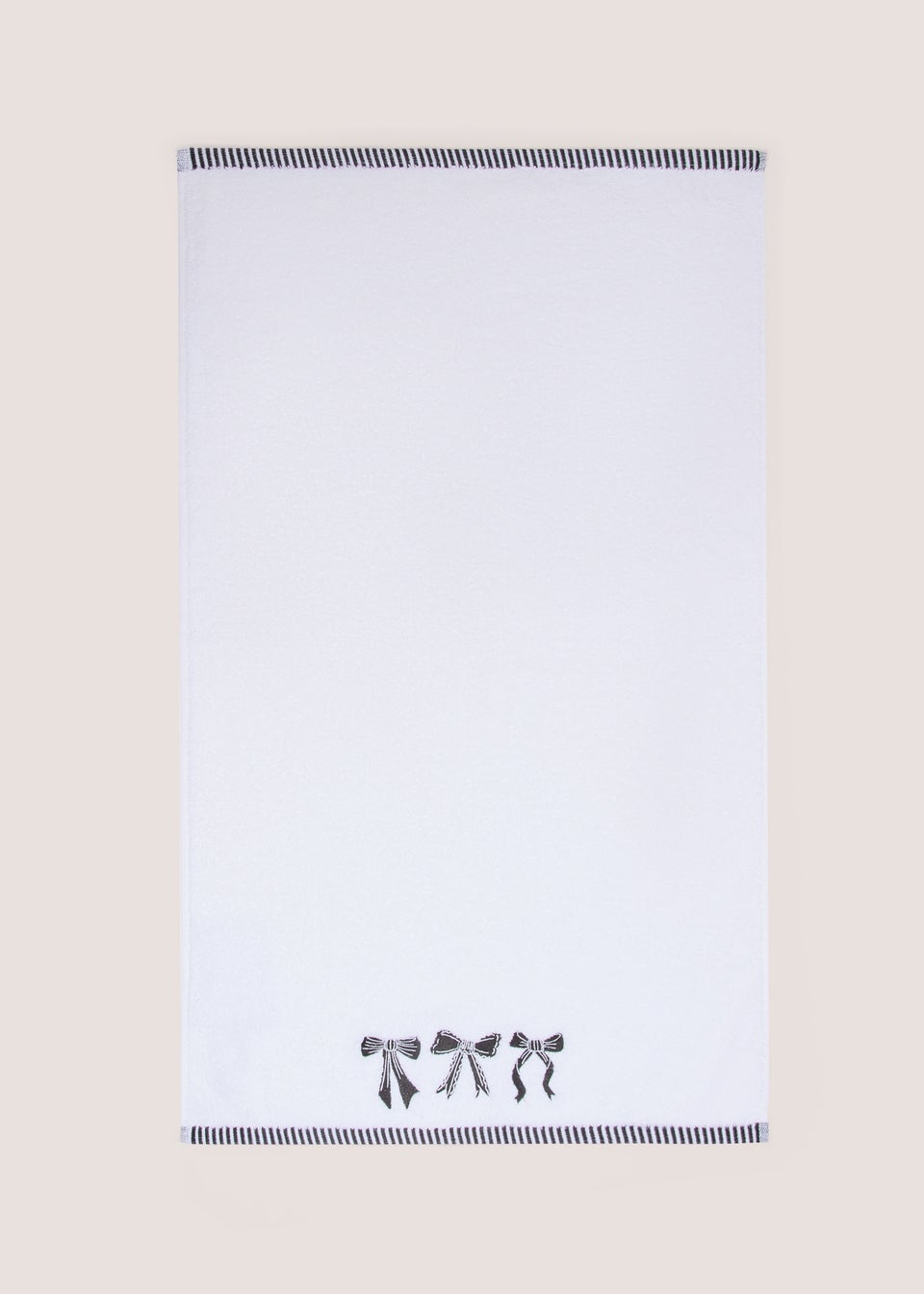 White Mono Bow Hand Towel
