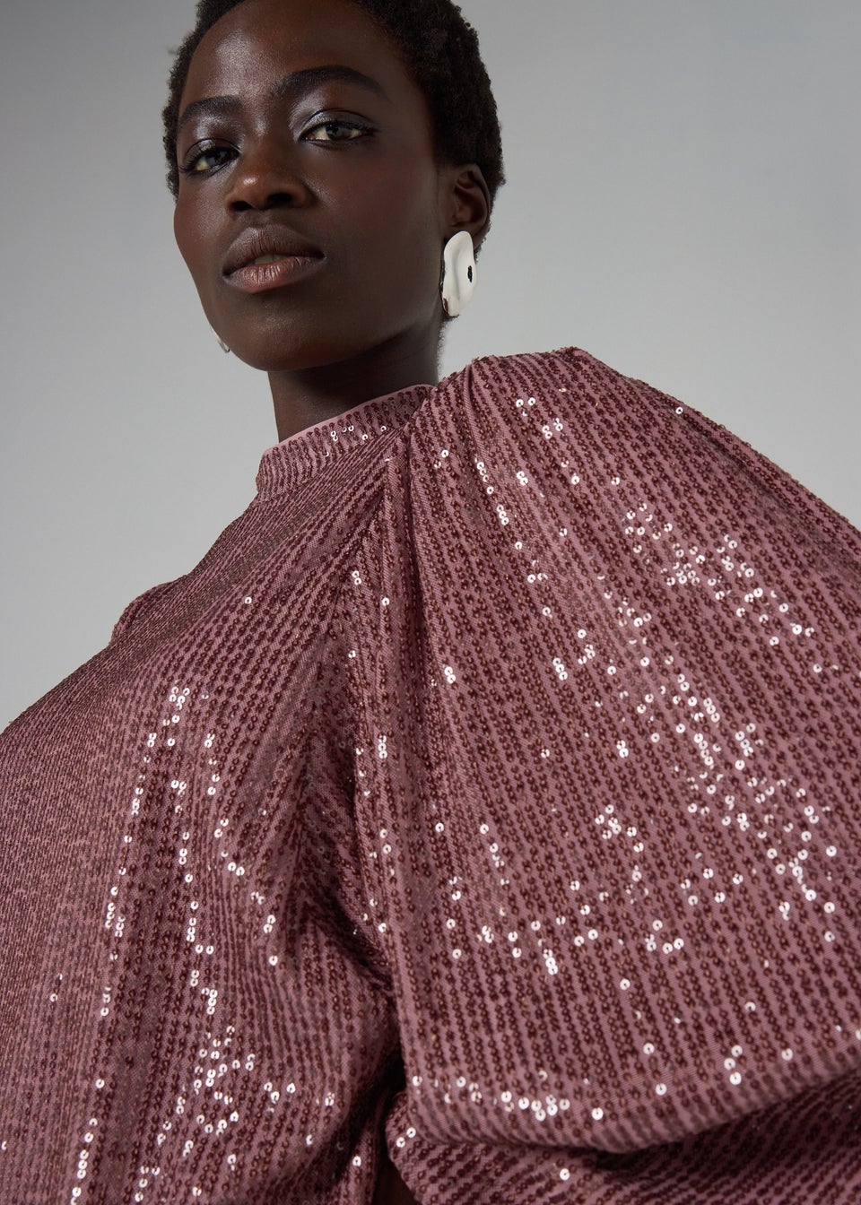 Et Vous Mauve Sequin Batwing Mini Dress
