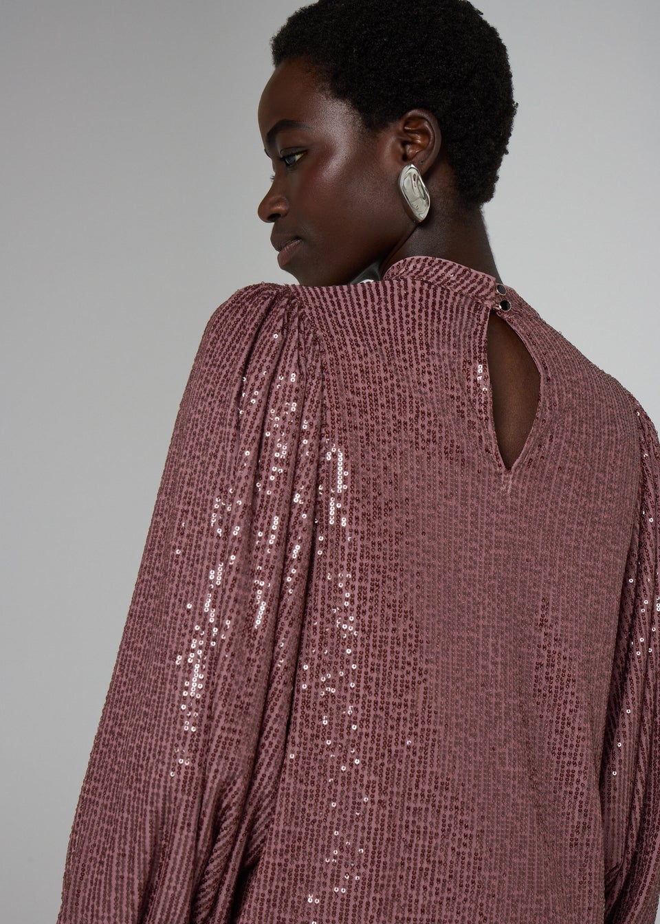 Et Vous Mauve Sequin Batwing Mini Dress