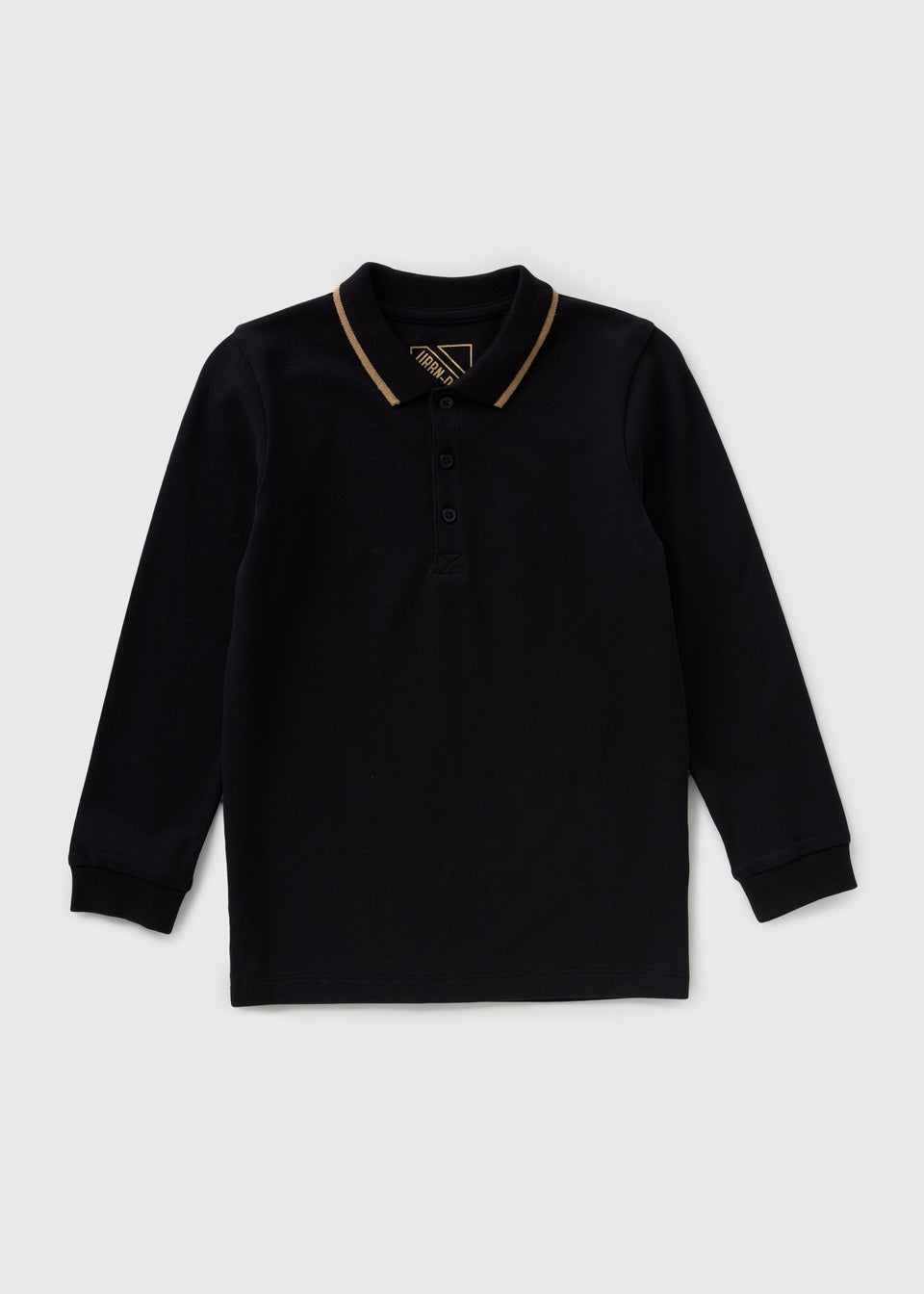 Boys Black Long Sleeve Casual Polo Shirt