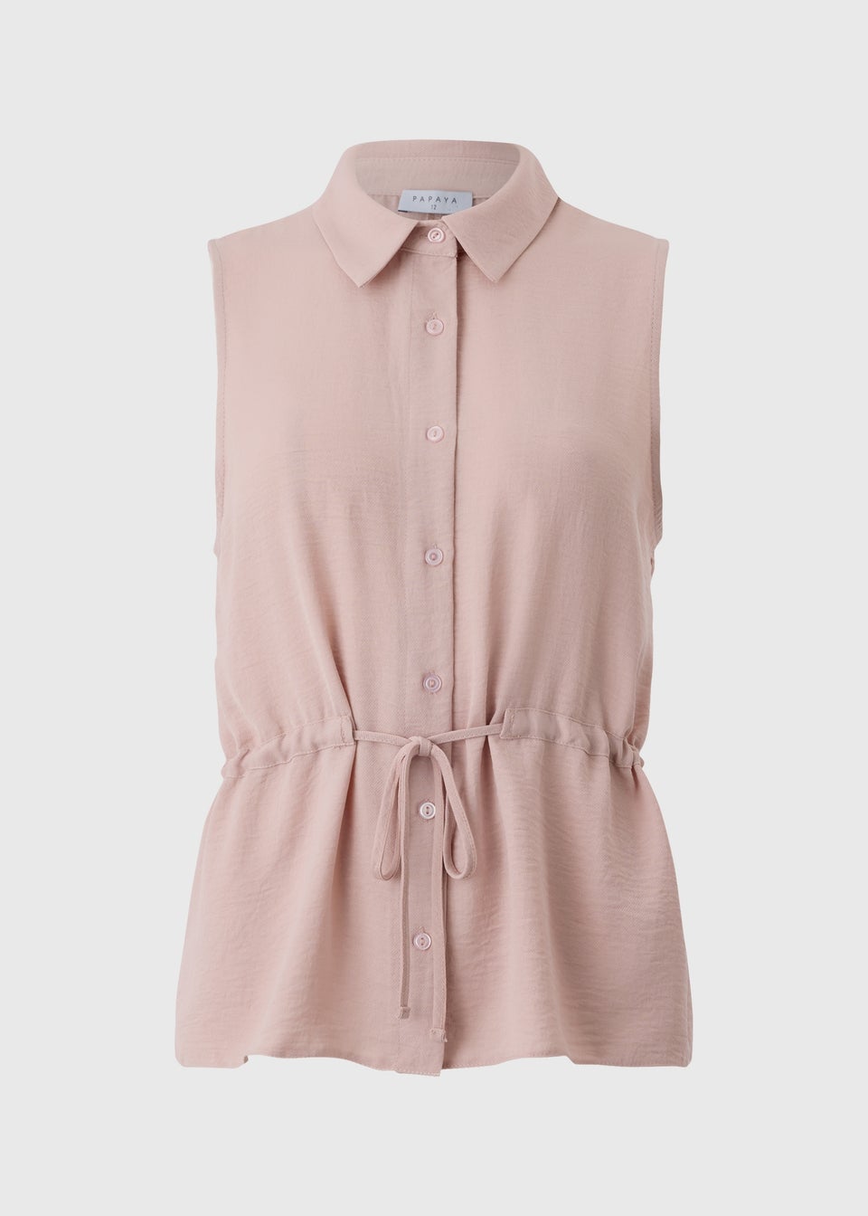 Pink Tie Waist Sleeveless Shirt