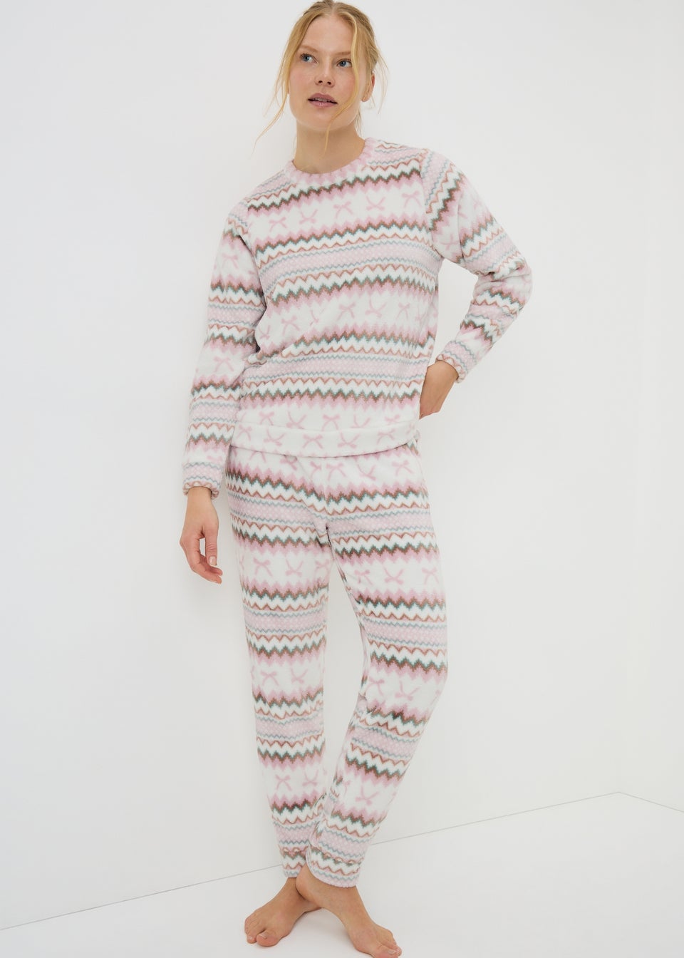 Cream Bow Fairisle Pyjama Set