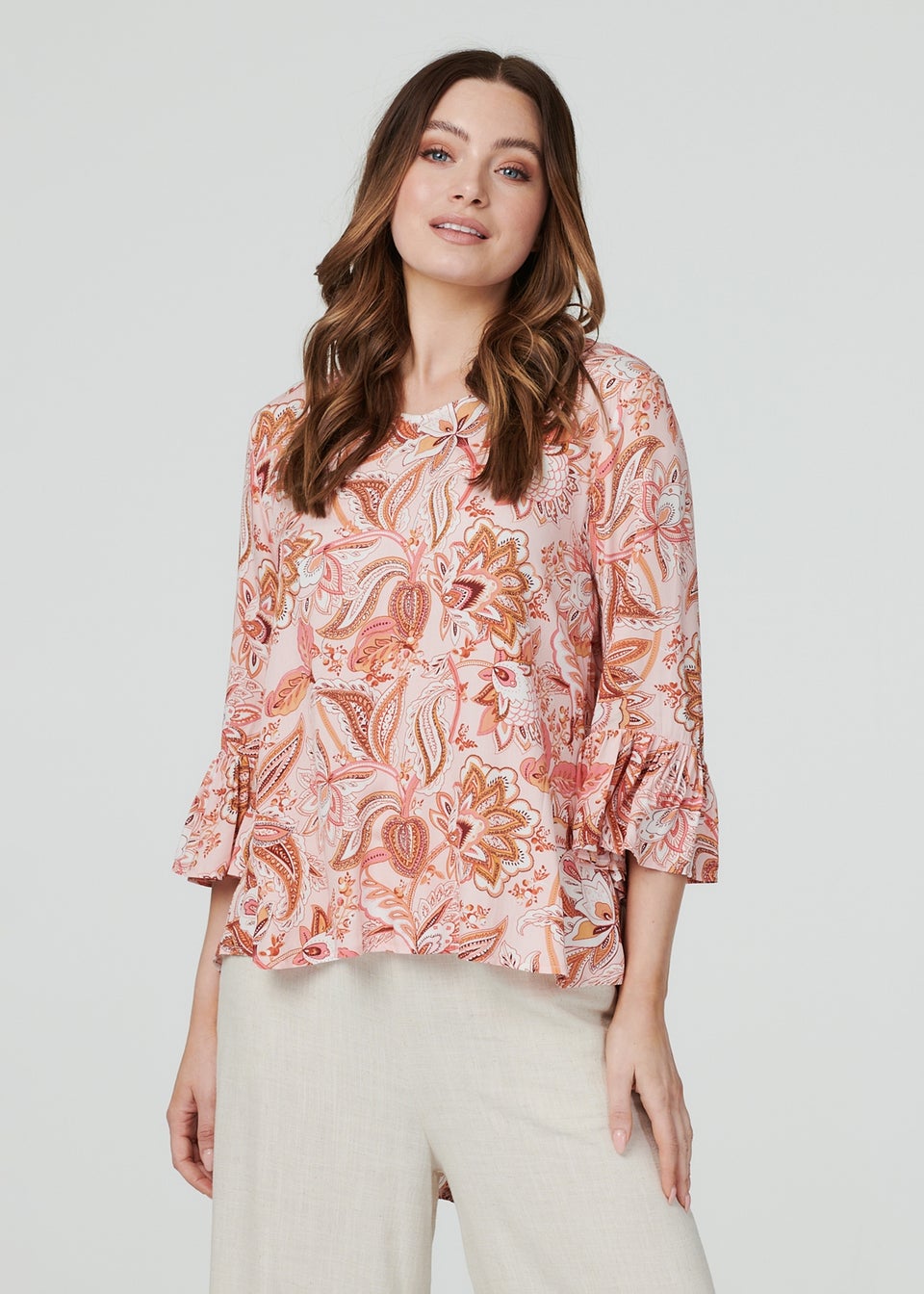 Izabel London Pink Paisley Print Oversized Blouse