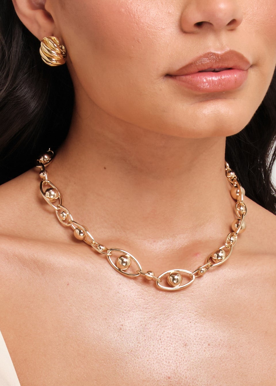 Jon Richard Gold Plated Polished Orb Chain Necklace