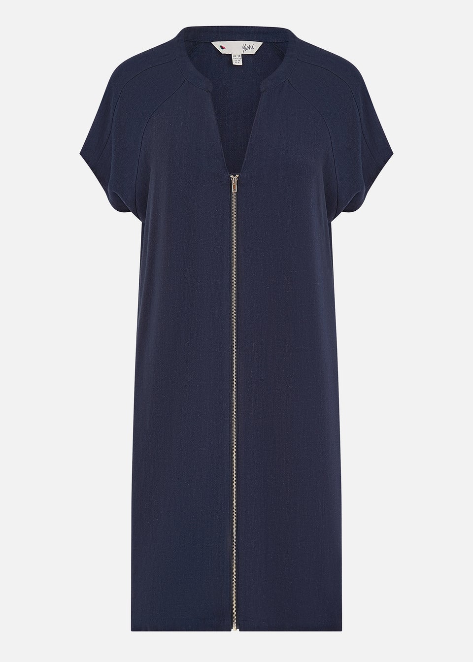 Yumi Navy Viscose Zip Tunic Dress