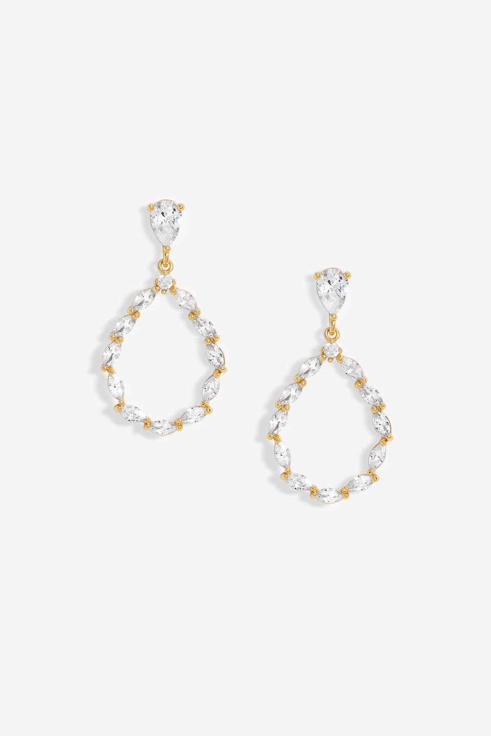 Jon Richard Gold Plated Cubic Zirconia Open Earrings