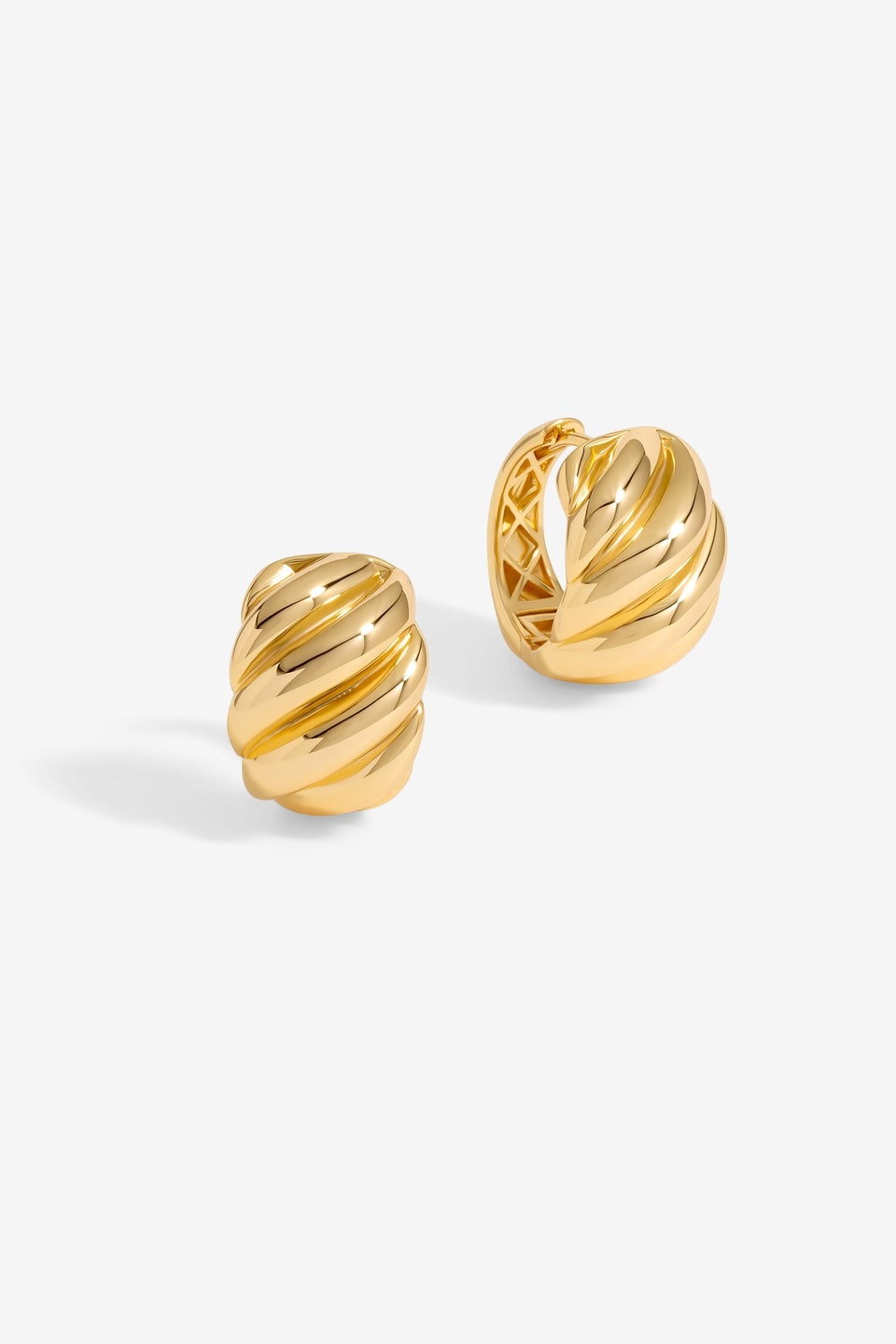 Jon Richard Gold Plated Large Ridge Hoop Earrings