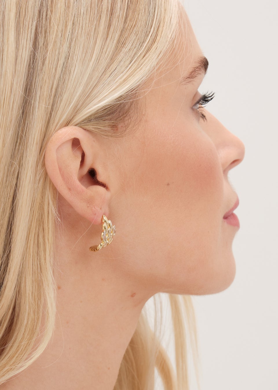 Jon Richard Gold Plated Cubic Zirconia & Polished Chain Hoops