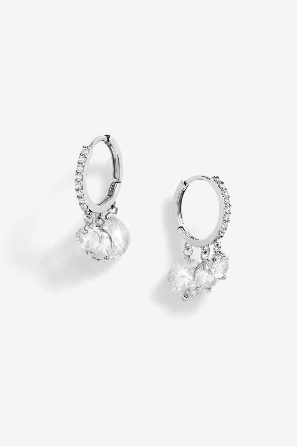 Jon Richard Silver Plated Cubic Zirconia Crystal Charm Earrings