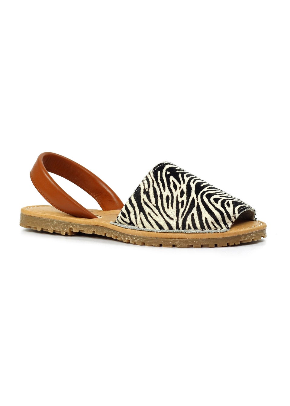 Lunar Black/White Zebra Print Azura Leather Sandal