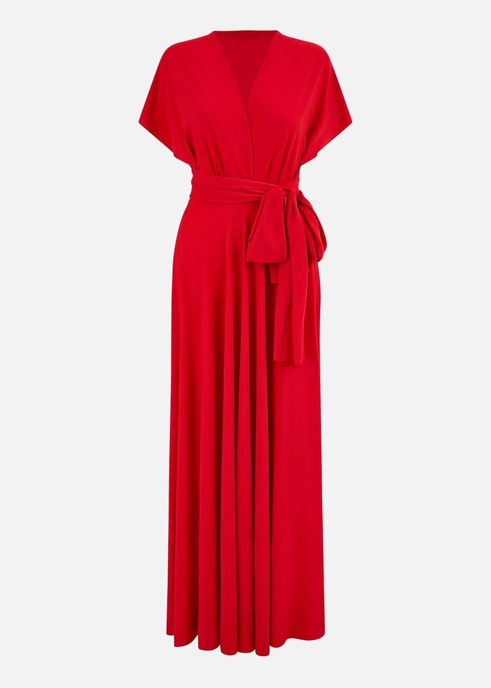 Yumi Red Jersey Stretch Multiway Midi Dress