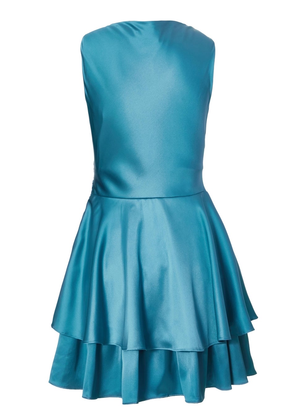 Quiz Teal Satin Frill Skater Dress