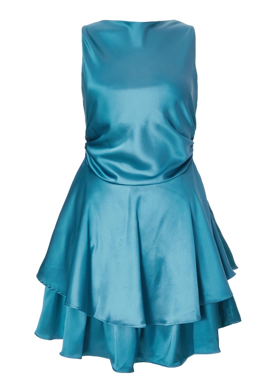 Quiz Teal Satin Frill Skater Dress