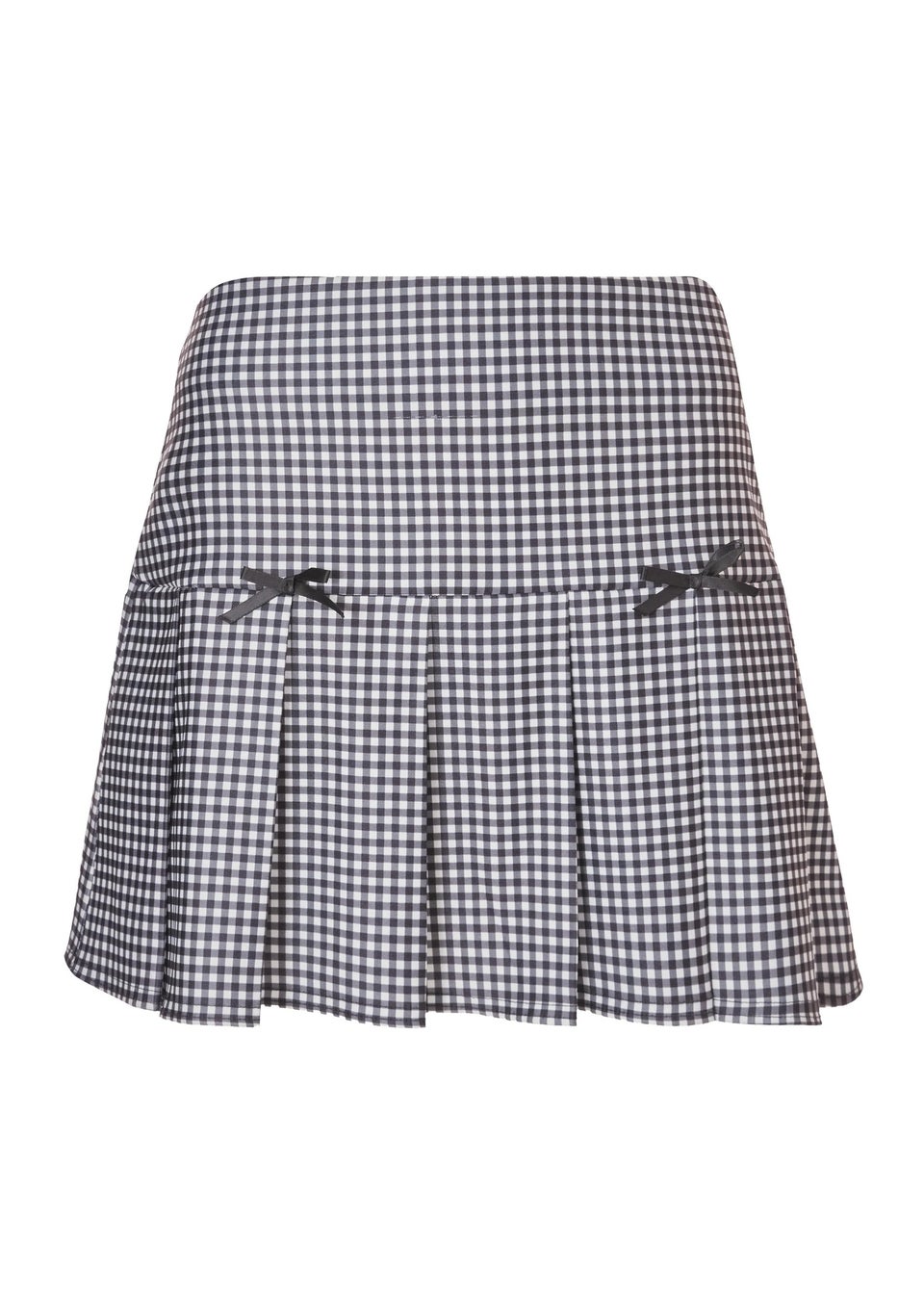 Quiz Black Gingham Pleated Skirt