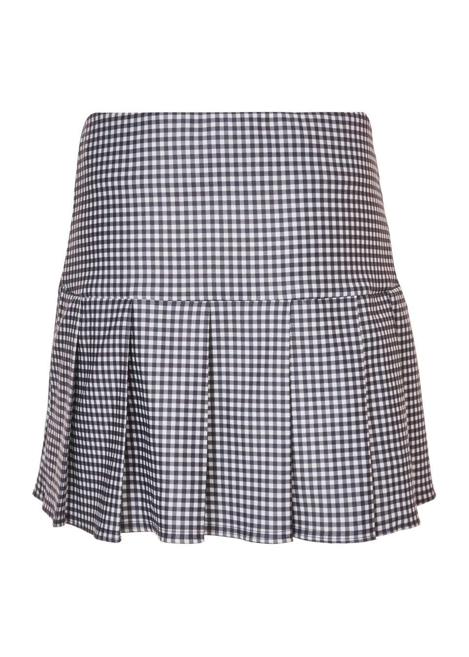 Quiz Black Gingham Pleated Skirt