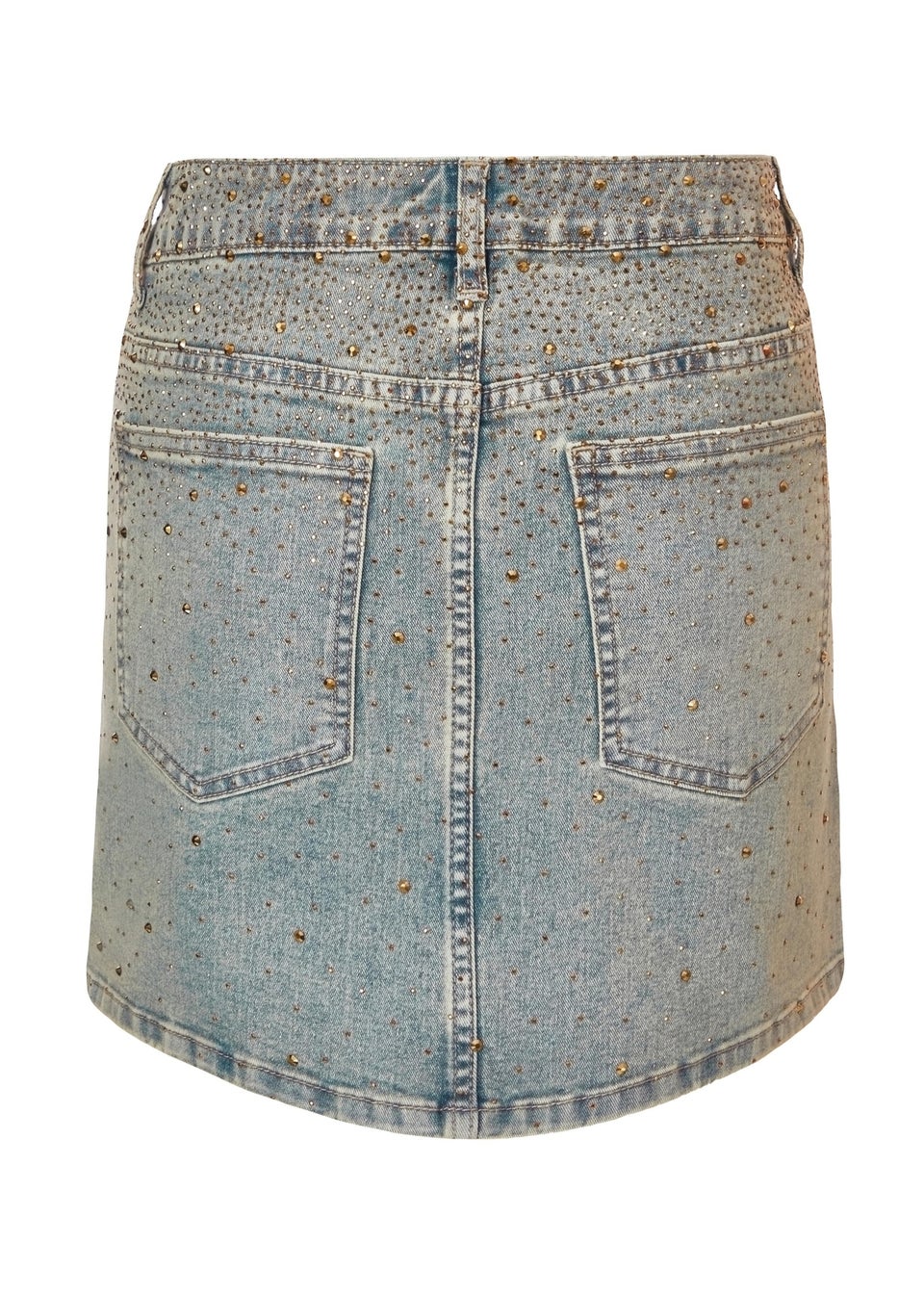 Quiz Blue Denim Embellished Mini Skirt