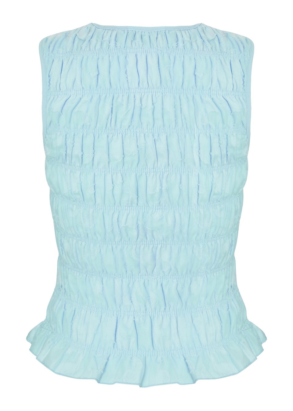 Quiz Blue Jacquard Gathered Top