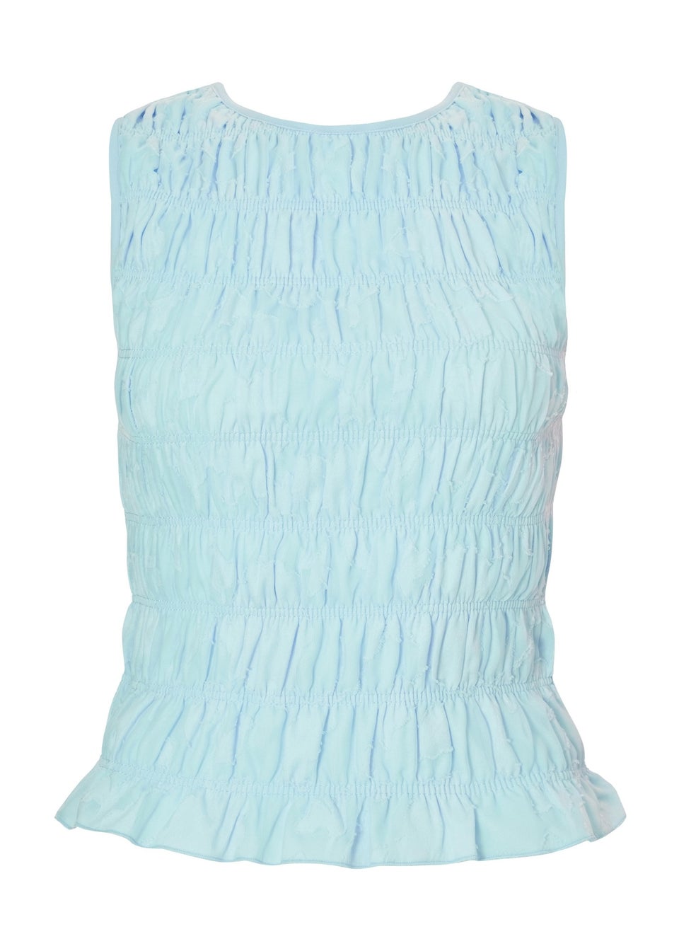 Quiz Blue Jacquard Gathered Top