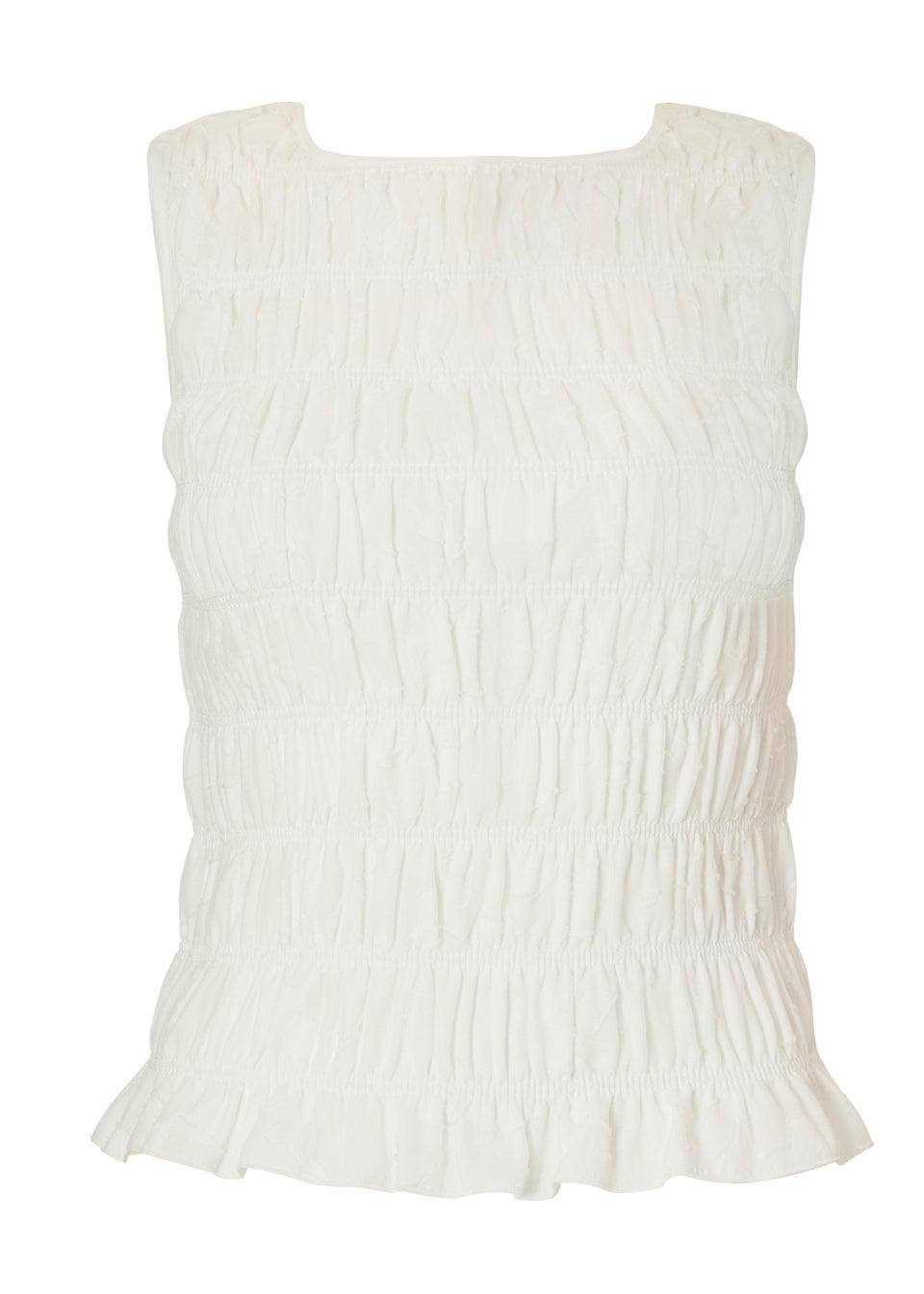 Quiz Cream Jacquard Gathered Top