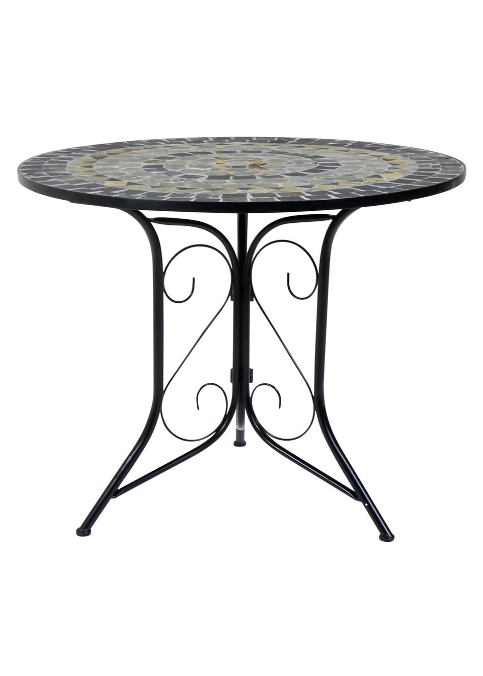 Charles Bentley Garden Blue Mosaic Dining Set With Folding Chairs Patio (5 Piece)