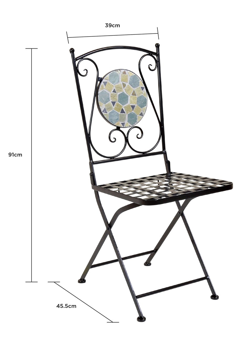 Charles Bentley Garden Blue Mosaic Dining Set With Folding Chairs Patio (5 Piece)