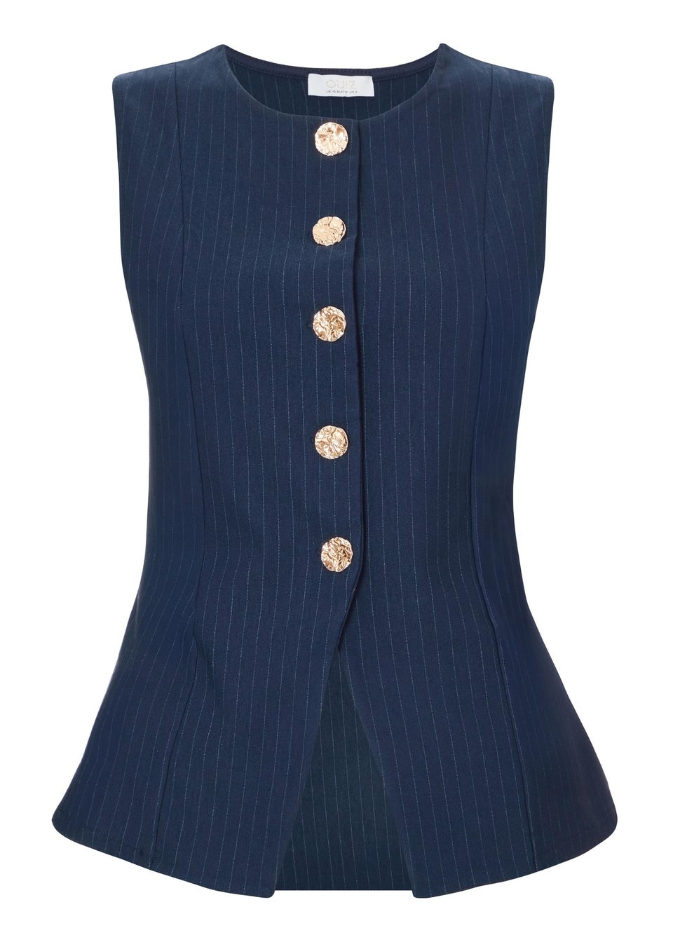 Quiz Navy Pinstripe Button Front Waistcoat