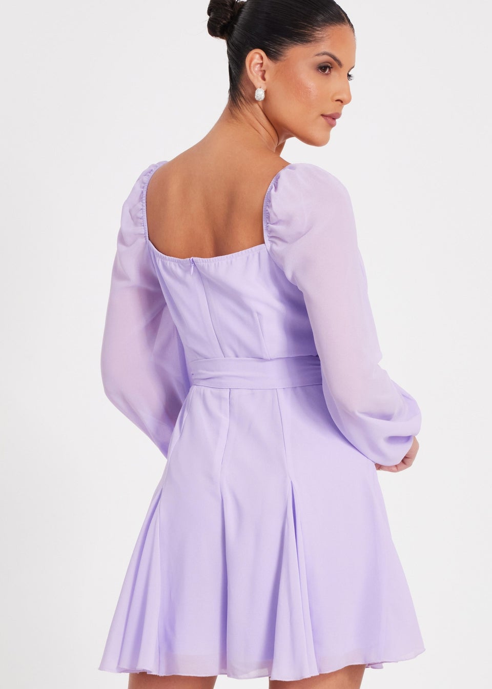 Quiz Lilac Chiffon Long Sleeve Playsuit