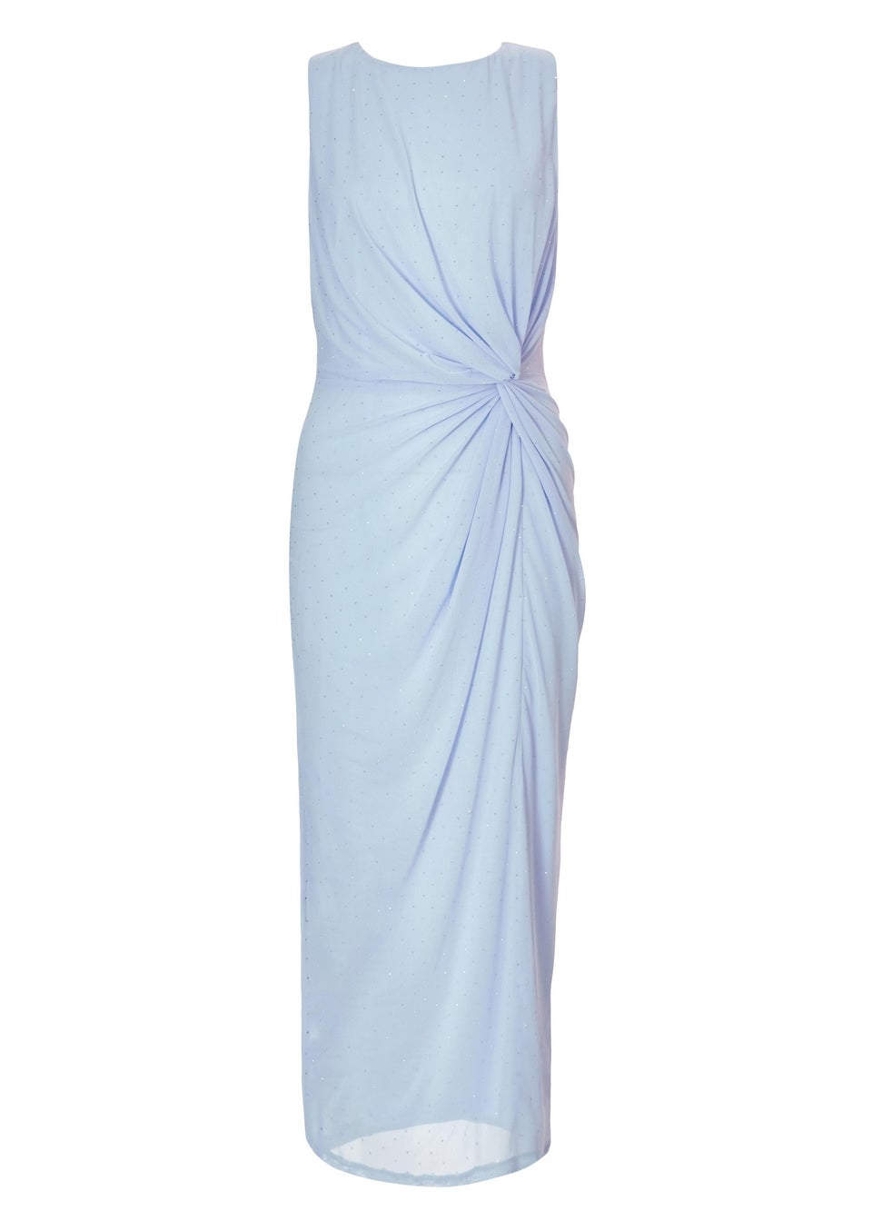 Quiz Blue Mesh Embellished Midaxi Dress