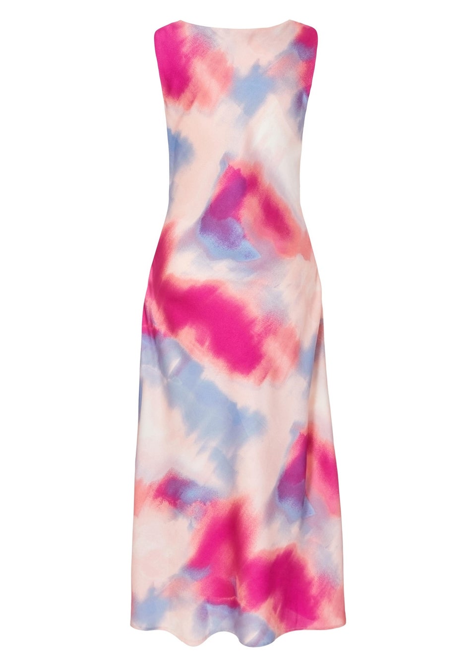 Quiz Pink Satin Tie Dye Midi Dress