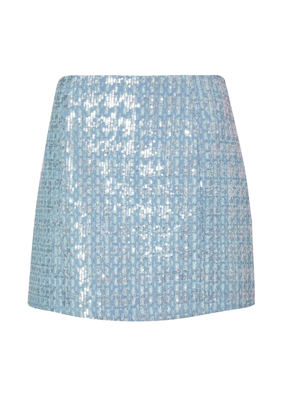 Quiz Blue Sequin Denim Mini Skirt