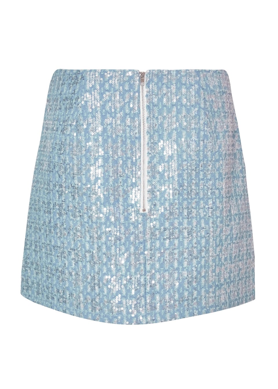 Quiz Blue Sequin Denim Mini Skirt