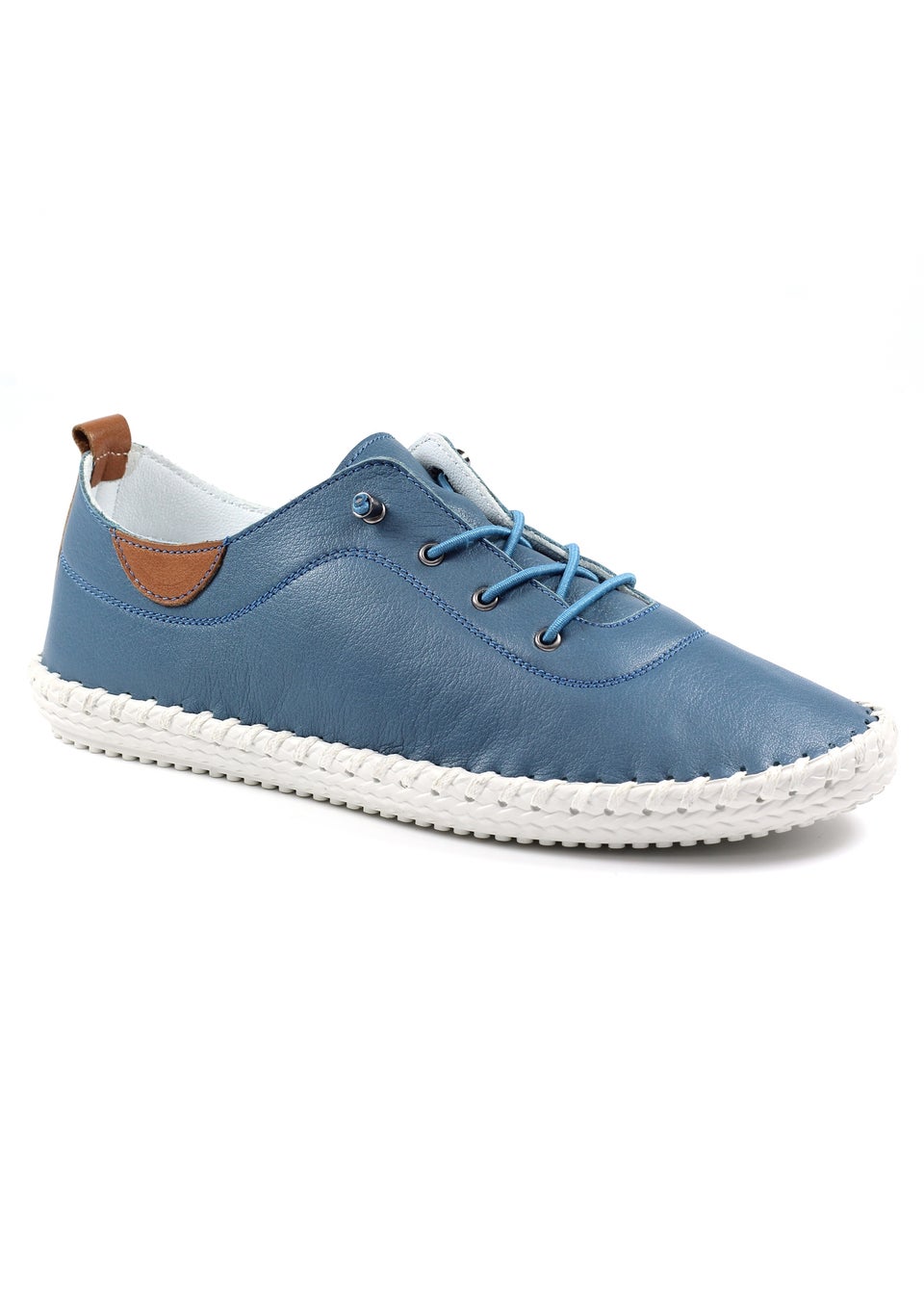 Lunar Mid Blue St Ives Leather Plimsoll