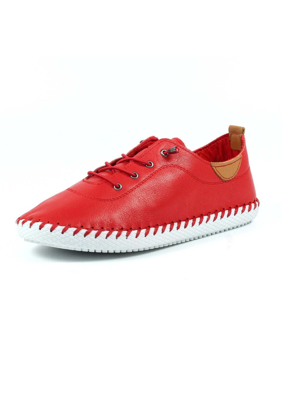 Lunar Red St Ives Leather Plimsoll