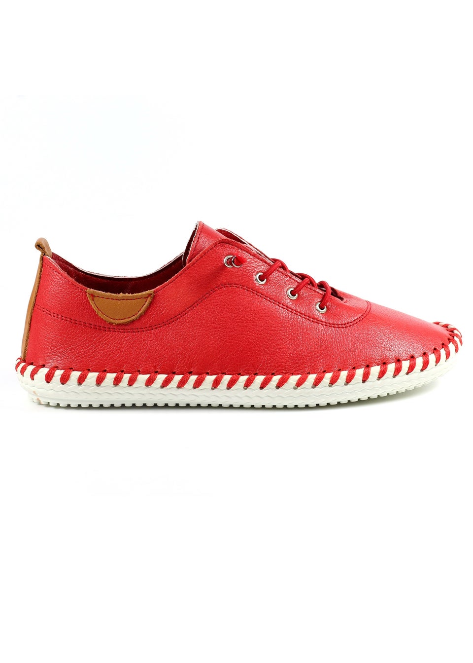 Lunar Red St Ives Leather Plimsoll