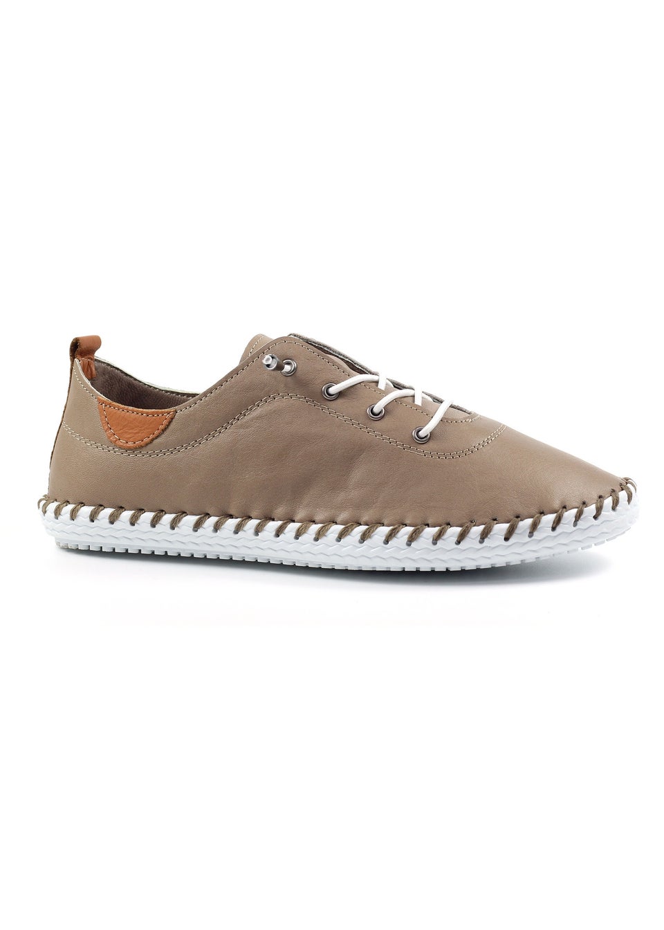 Lunar Taupe St Ives Leather Plimsoll