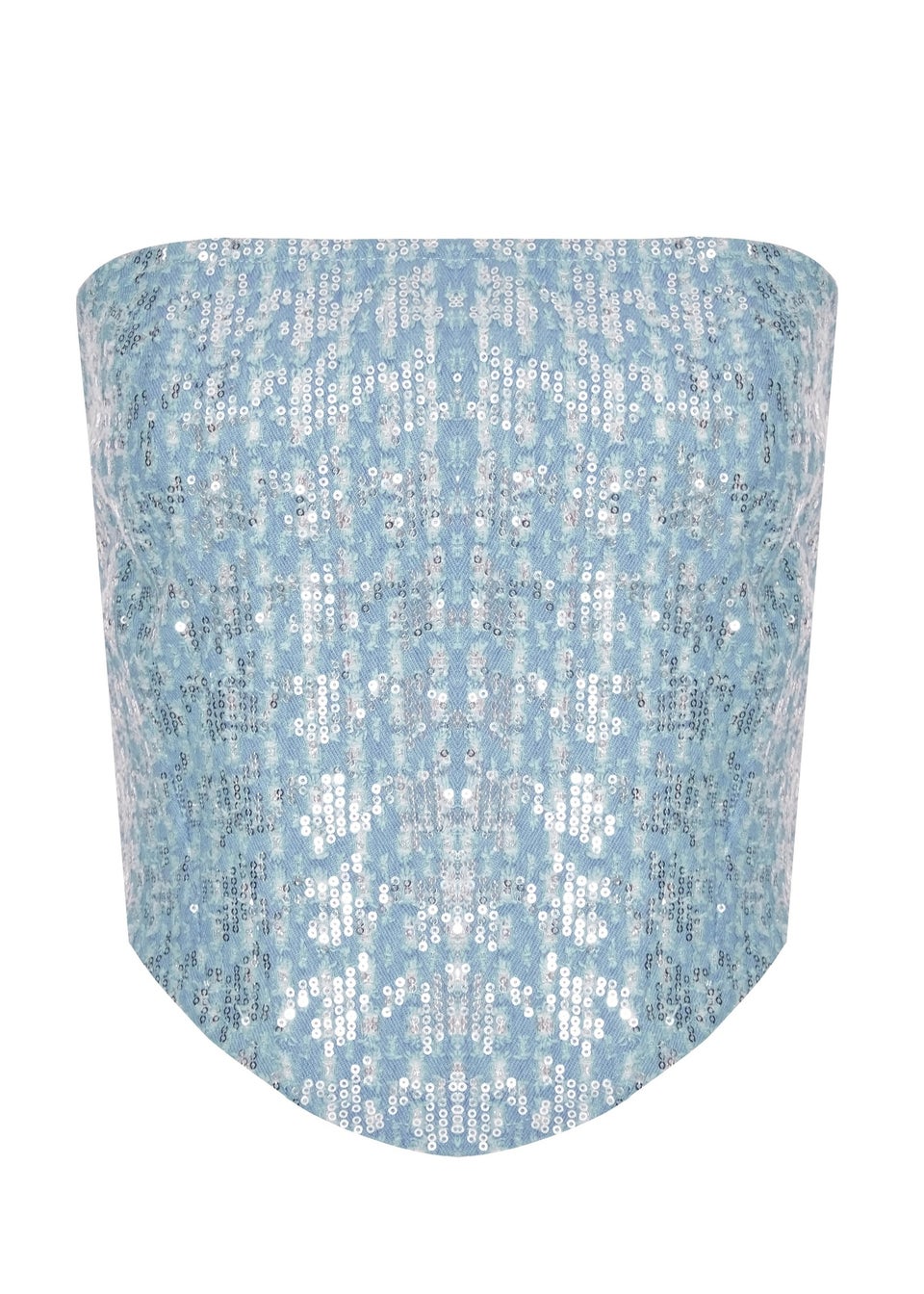 Quiz Blue Sequin Denim Bandeau Top