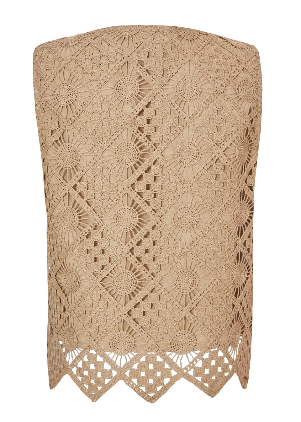 Quiz Khaki Crochet Waistcoat