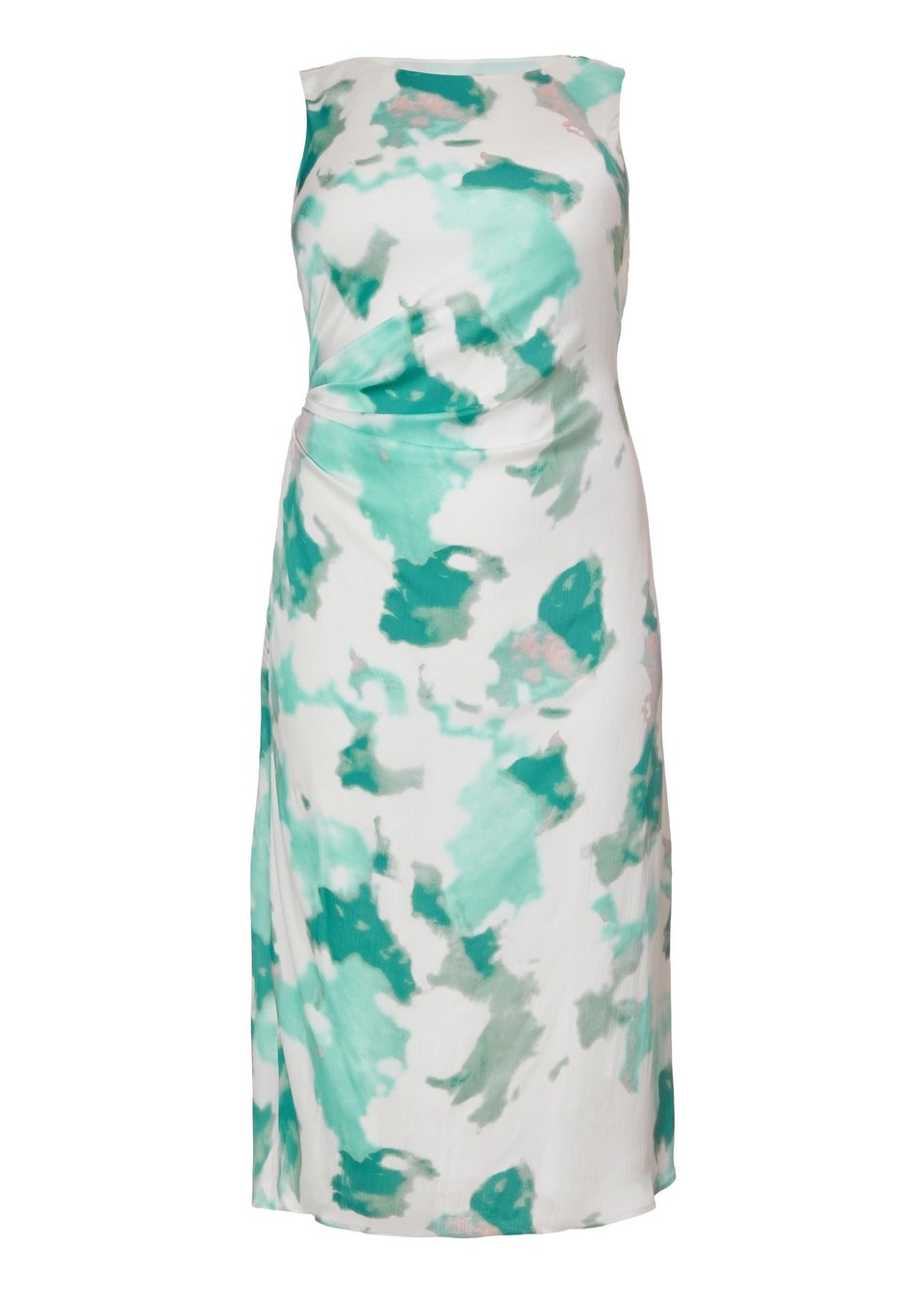 Quiz Multi Curve Satin Marble Print Midaxi Dress